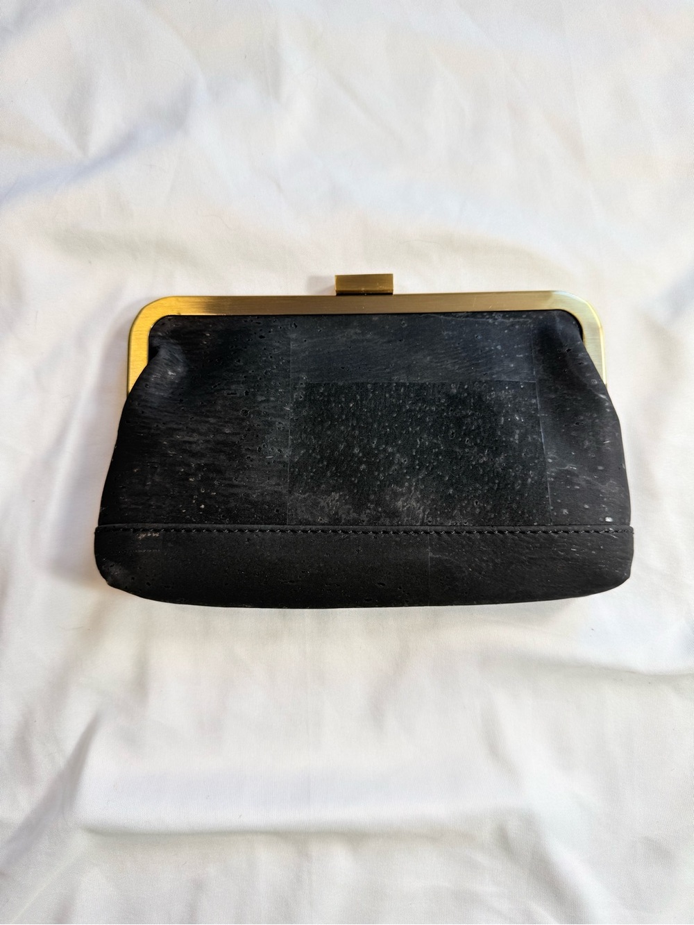 LaFlore Paris Black Cork Frame Clutch / Wallet – Gold Clasp (La Portefeuille)